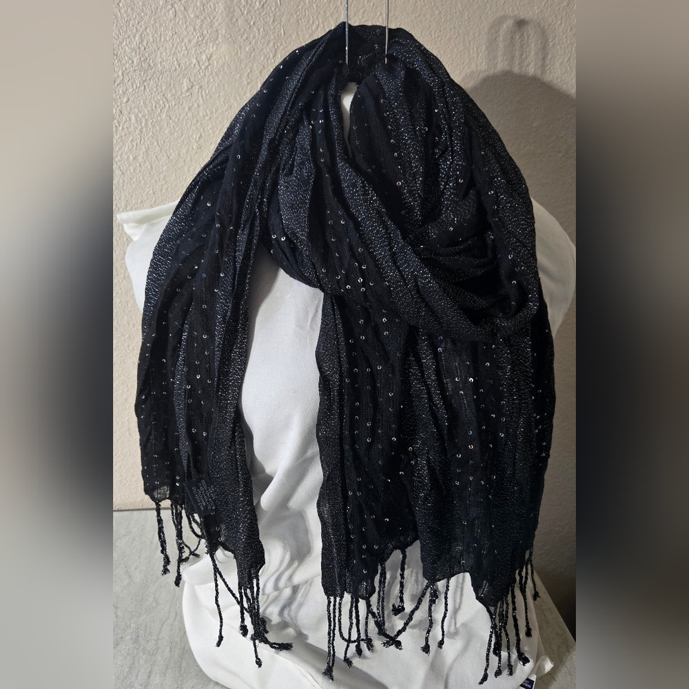 Black Scarf With Sequins